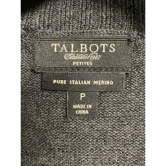 Talbots Long Sleeve Open Front Heather Gray Pure Merino Gray Long Cardigan Sz P - Picture 3 of 4